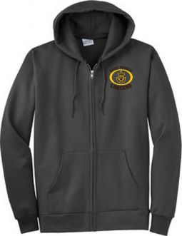 Adult Full-Zip Fleece Hooded Sweatshirt, Charcoal